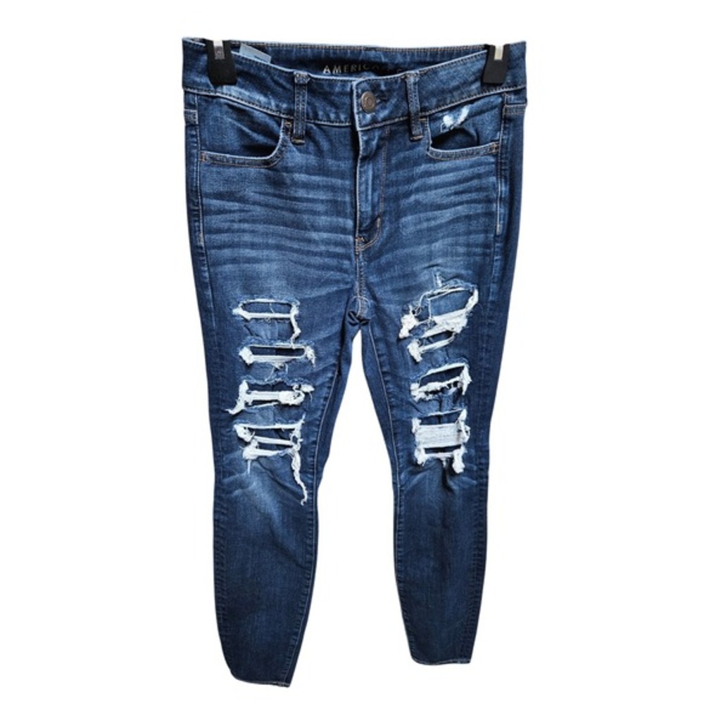 American Eagle Outfitters Denim Jeans Womens Size 4‎ Long Ripped